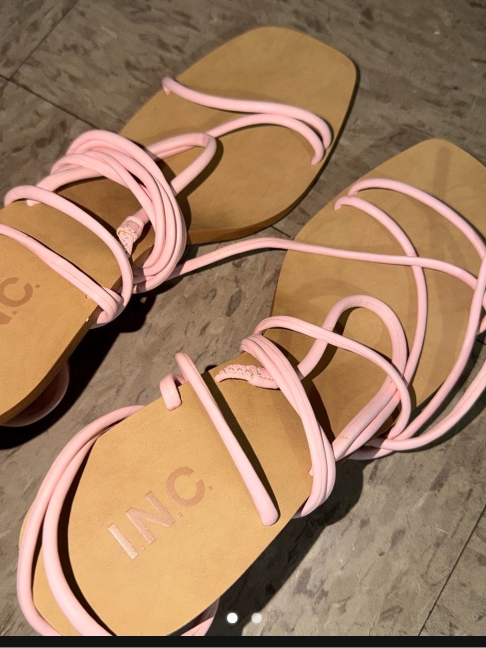 INC International Concepts Light Pink Strappy Flat Sandals